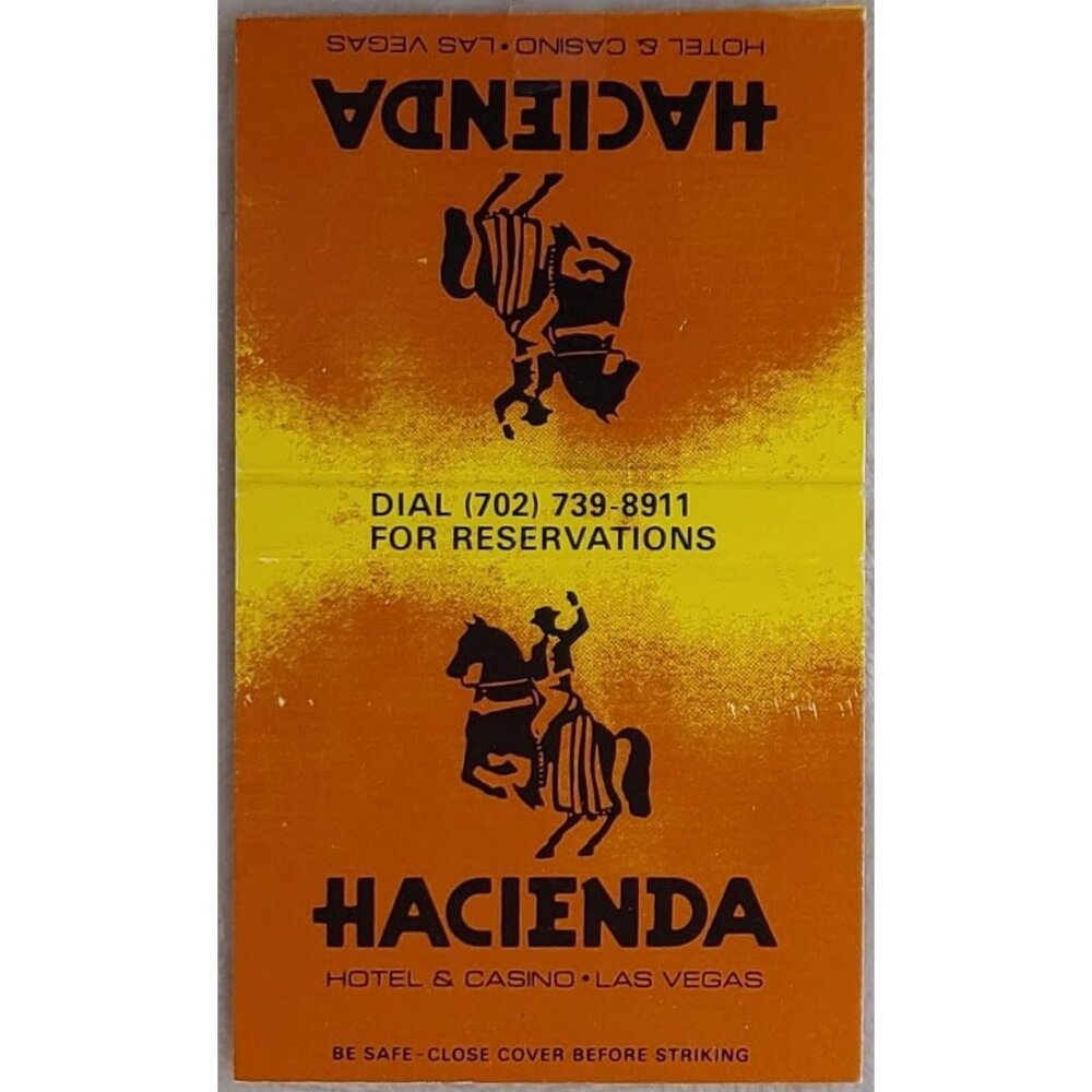 Vintage Matchbook Cover Hacienda Hotel Casino Las Vegas NV Nevada Bobtail